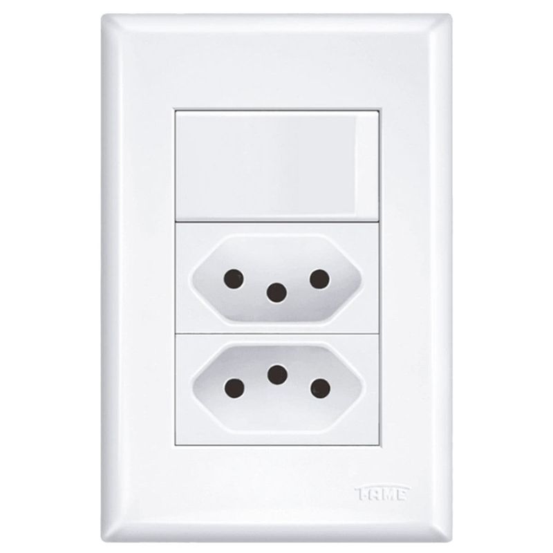 interruptor simples fame 16a/250w com tomada dupla 2p+t20a/250w evidence branco 3534 (mp)