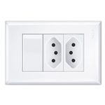 interruptor simples fame 16a/250w com tomada dupla 2p+t20a/250w evidence branco 3534 (mp)