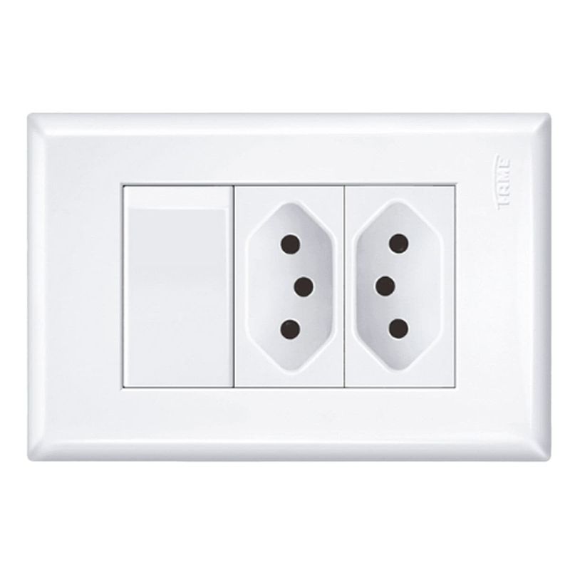 interruptor simples fame 16a/250w com tomada dupla 2p+t20a/250w evidence branco 3534 (mp)