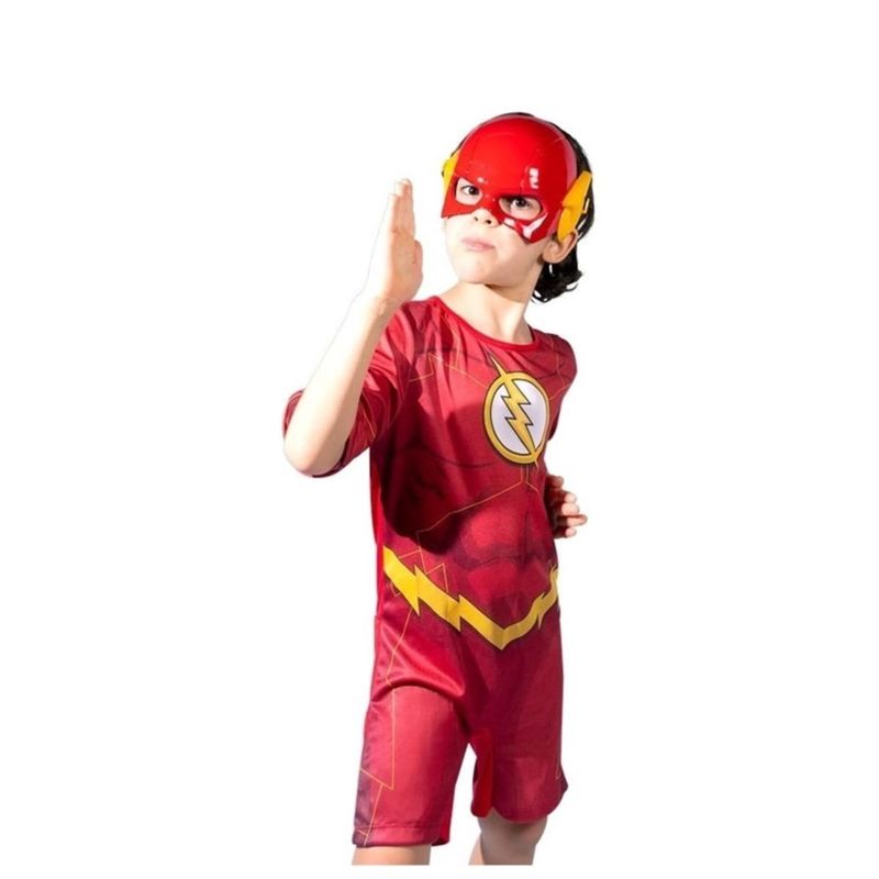 fantasia infantil curta flash tamanho p 3 a 5 anos (mp)