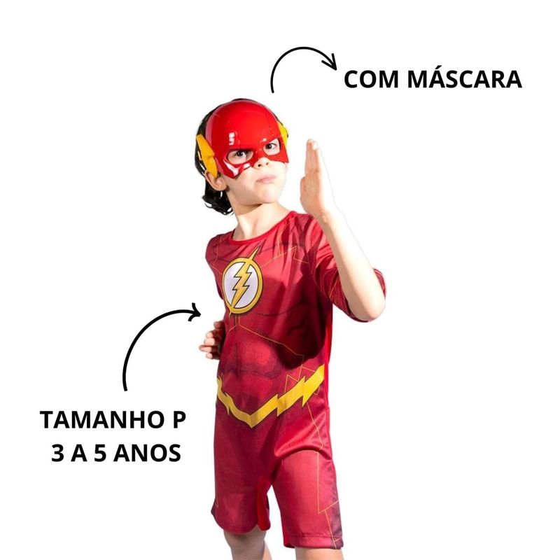 fantasia infantil curta flash tamanho p 3 a 5 anos (mp)