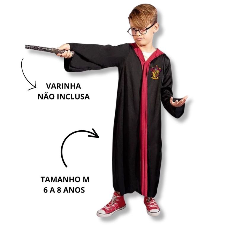 fantasia infantil harry potter tamanho m 6 a 8 anos (mp)