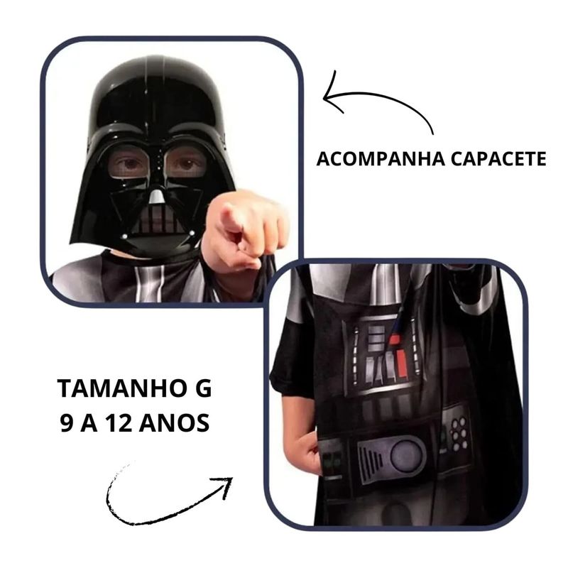 fantasia infantil curta star wars darth vader g 9 a 12 anos (mp)