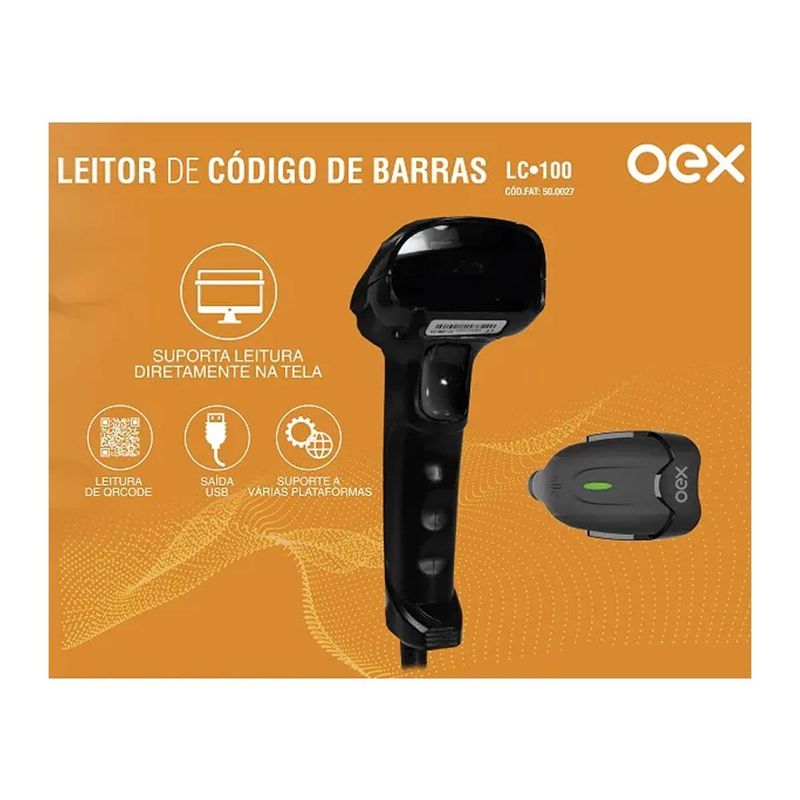 leitor de código de barras e qrcode oex lc100 (mp)