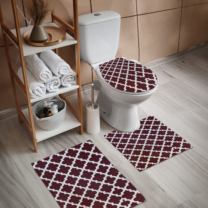 kit tapete banheiro branyl odessa am5053 3 peças vermelho (mp)