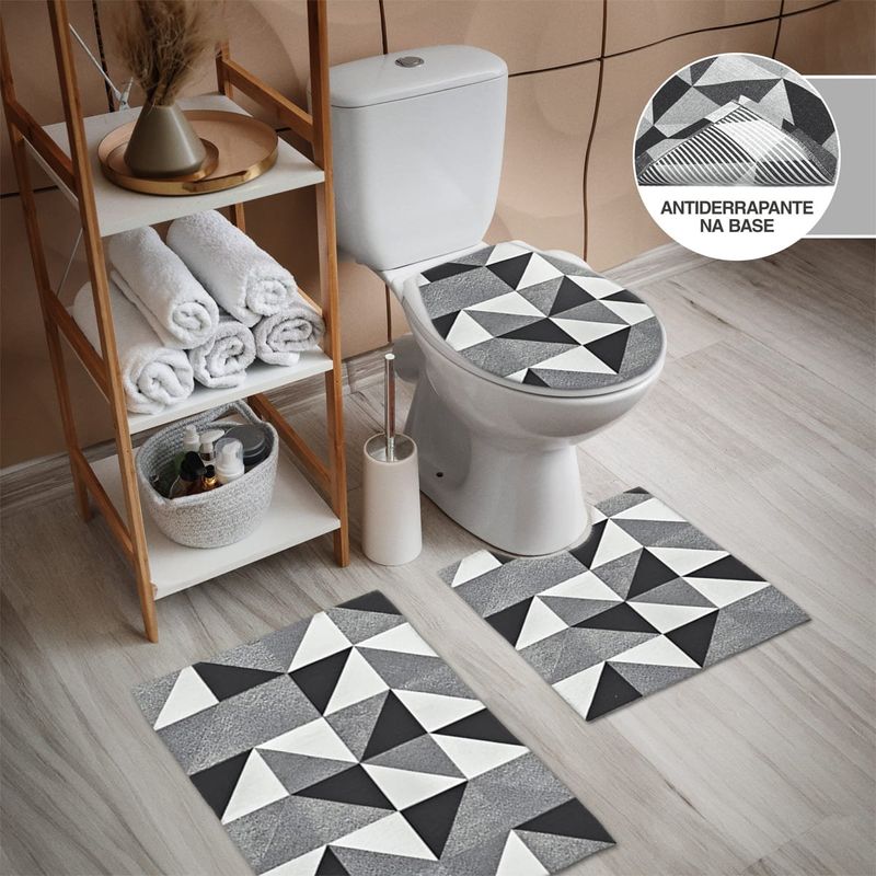 kit tapete banheiro branyl odessa am5069 3 peças preto (mp)