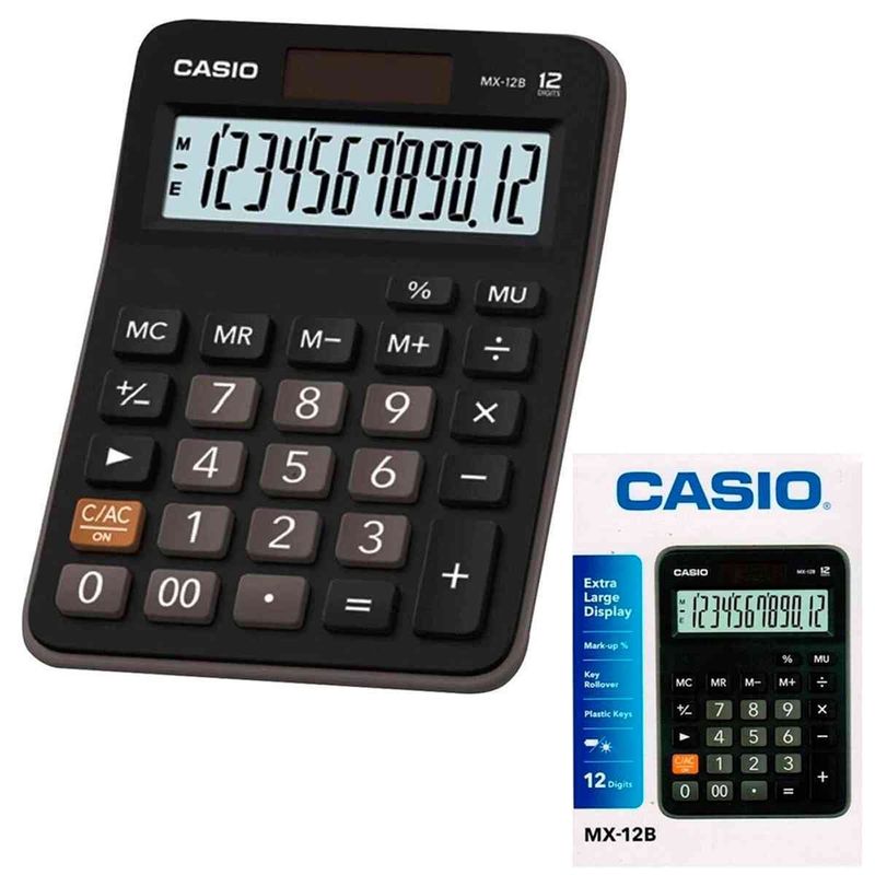 calculadora casio preto mx-12b-w4dc