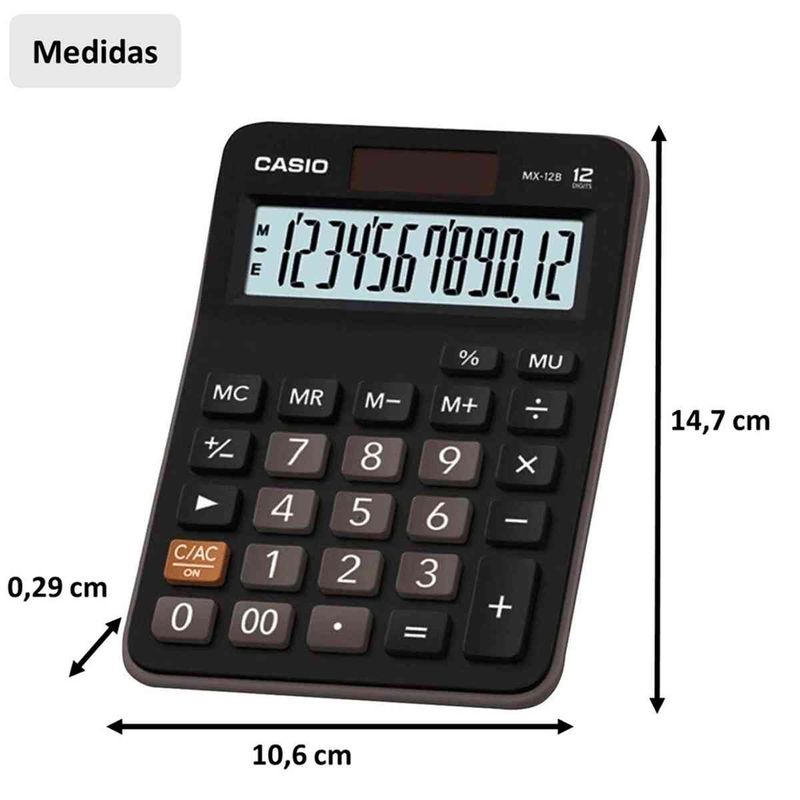calculadora casio preto mx-12b-w4dc