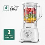 liquidificador mondial pratic power 2,2 litros 550w branco l-97-w