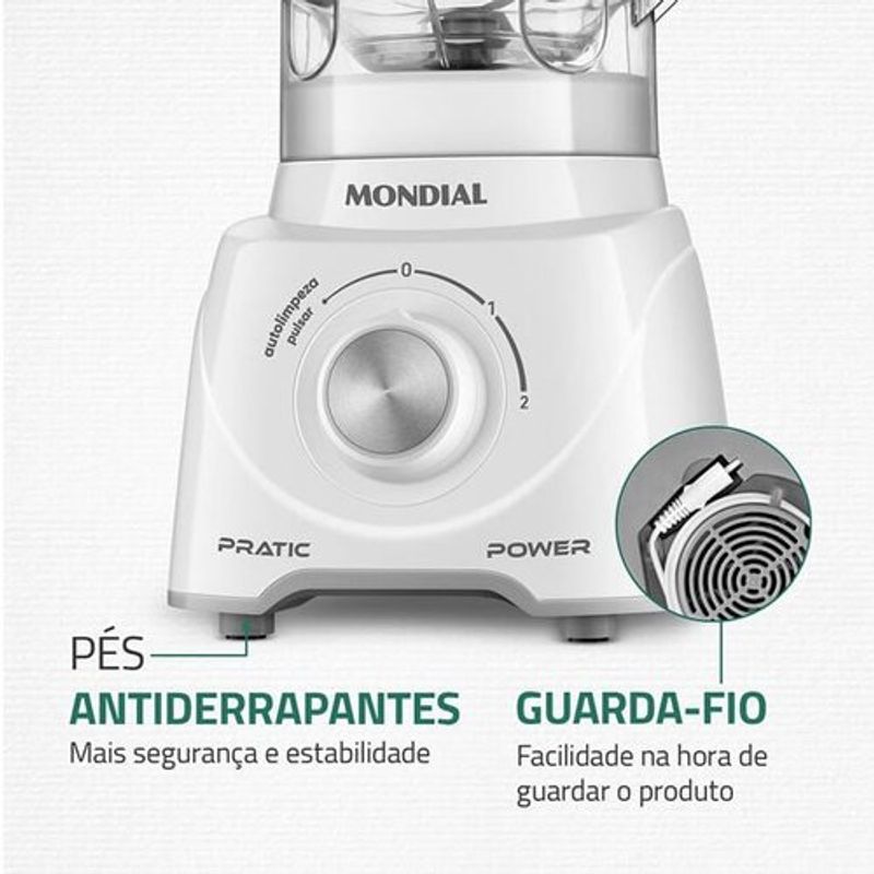 liquidificador mondial pratic power 2,2 litros 550w branco l-97-w