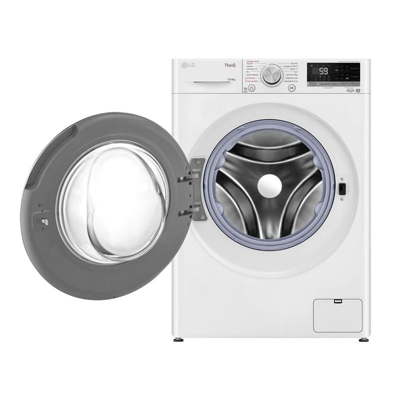 lava e seca 14kg lg smart vc4 com inteligência artificial aidd cv5014wc4 branco