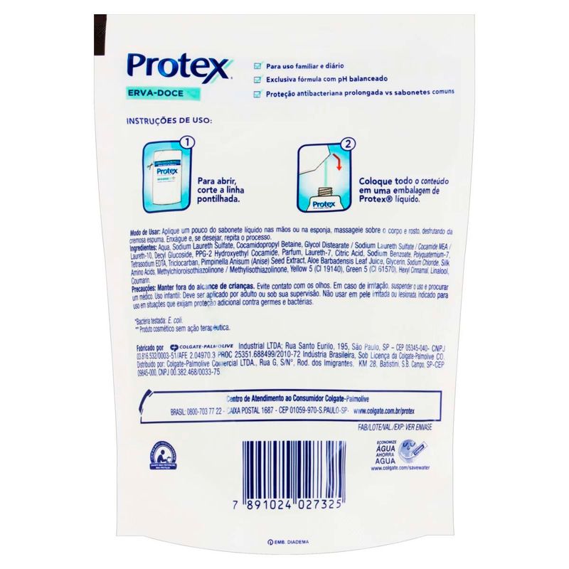 sabonete líquido protex erva doce refil 200ml