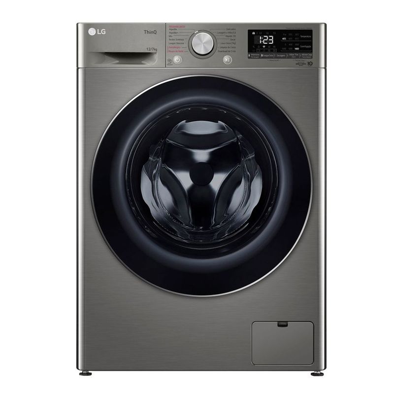 lava e seca 12kg lg smart vc4 look com inteligência artificial aidd cv5012pc4 inox