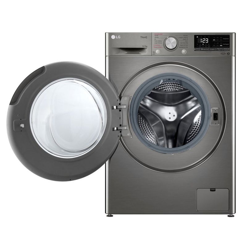 lava e seca 12kg lg smart vc4 look com inteligência artificial aidd cv5012pc4 inox