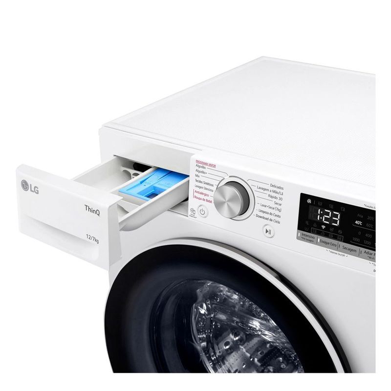 lava e seca 12kg lg smart vc4 com inteligência artificial branco cv5012wc4