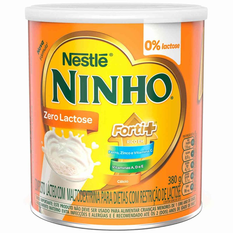 leite em pó ninho zero lactose nestlé lata 380g