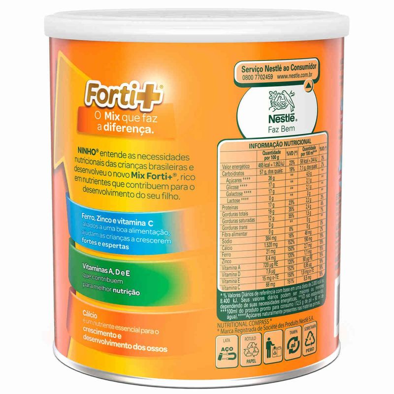 leite em pó ninho zero lactose nestlé lata 380g