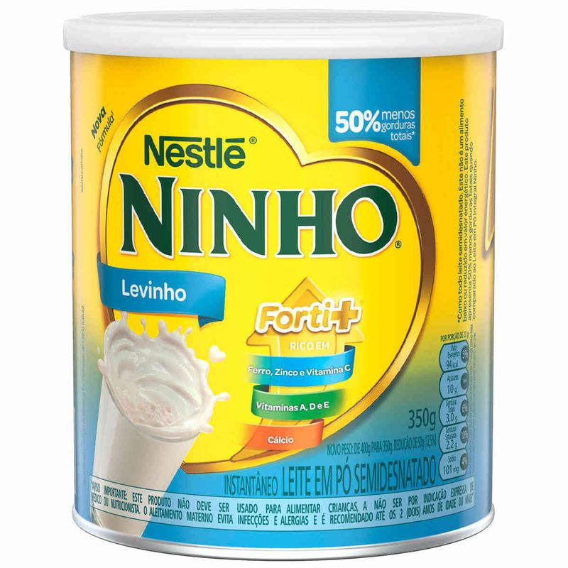 leite em pó ninho semidesnatado nestlé lata 350g