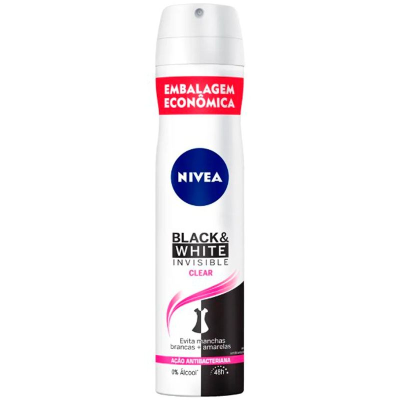 desodorante aerosol nivea black & white clear 200ml