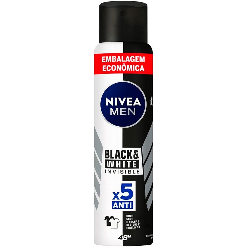 desodorante aerosol nivea men invisible black & white 200ml