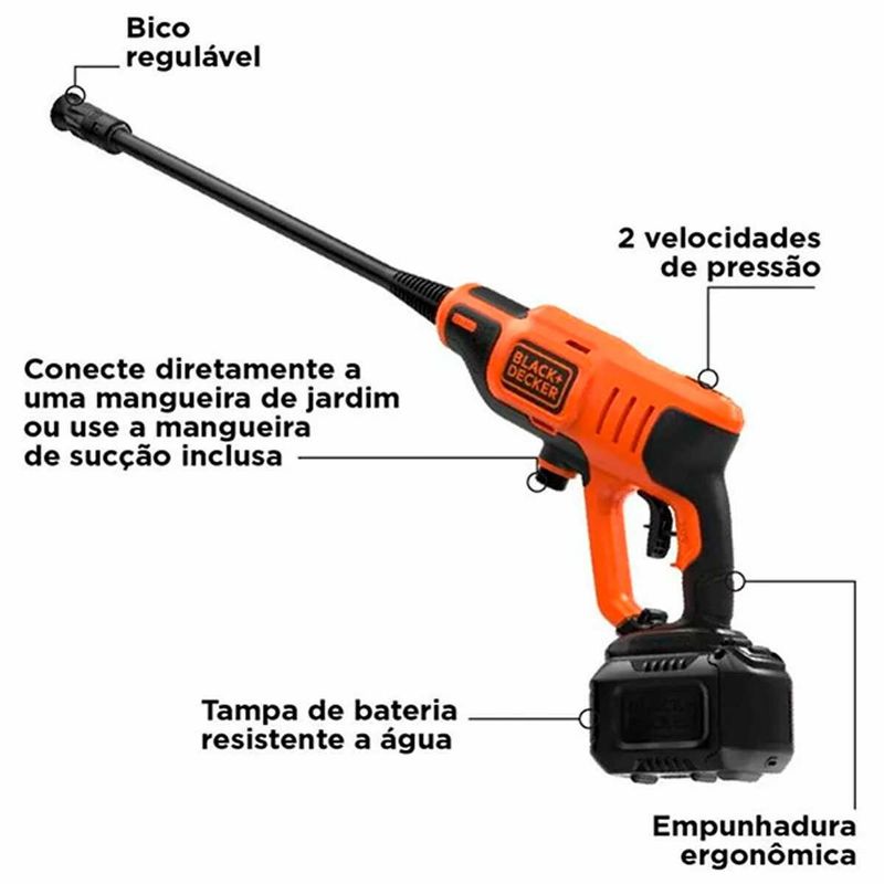pistola de pressão black+decker sem fio 20v max lítio 1,5ah bivolt