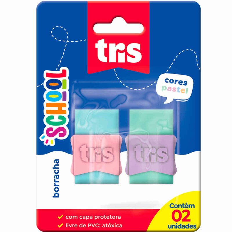 borracha tris school com 2 unidades tons pastéis 610122