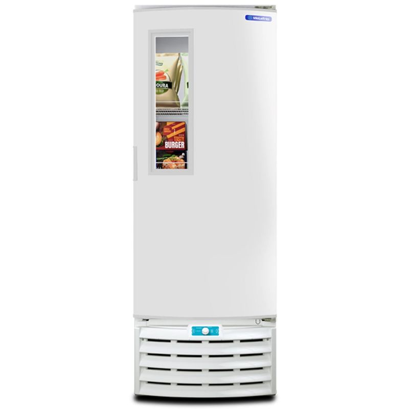 freezer metalfrio vertical 509 litros vf55ft tripla ação, termostato frontal, trava para abastecimento, 127v, branco - vf55ftb001