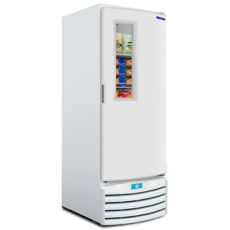 freezer metalfrio vertical 509 litros vf55ft tripla ação, termostato frontal, trava para abastecimento, 127v, branco - vf55ftb001