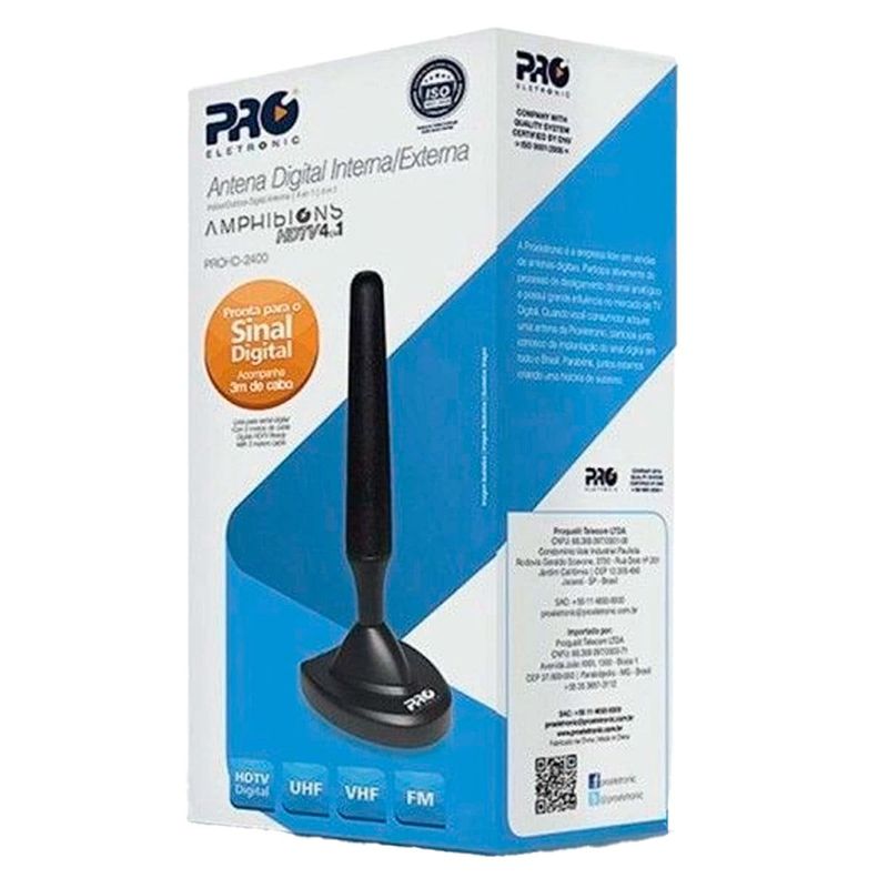 antena digital proeletronic interna/externa 4dbi 3m (mp)