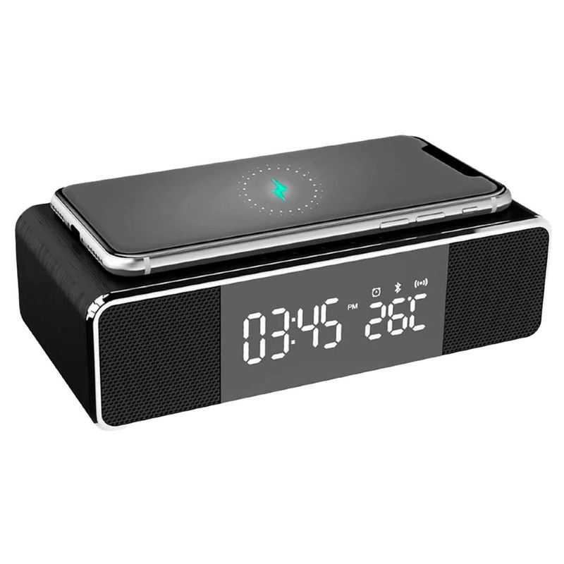 carregador bright por indução wireless c/caixa som bt preto (mp)