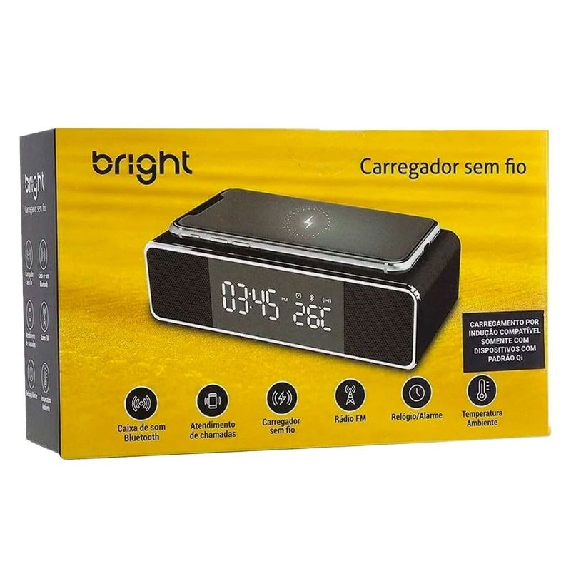 carregador bright por indução wireless c/caixa som bt preto (mp)