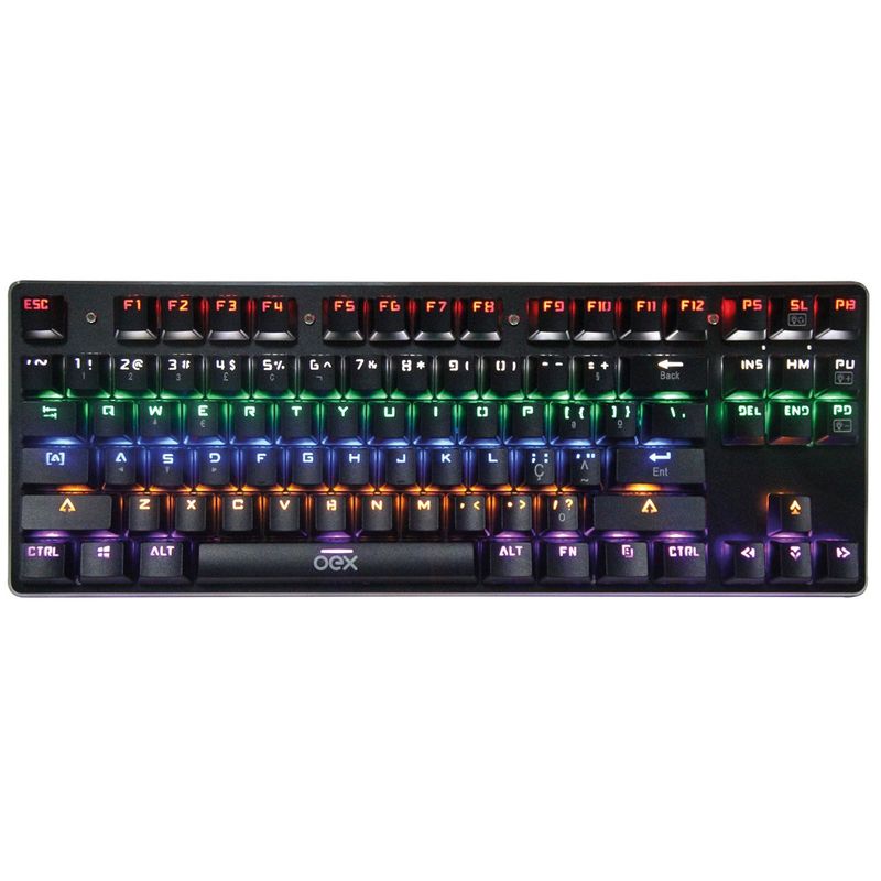 teclado gamer oex switch blue led branco tc605