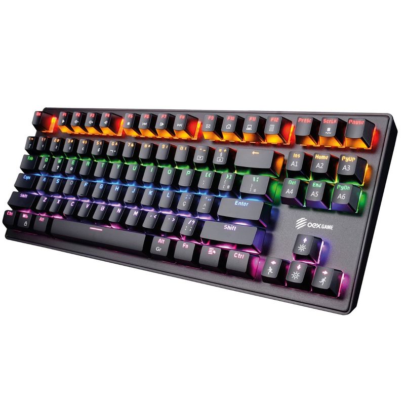 teclado gamer oex switch blue led branco tc605