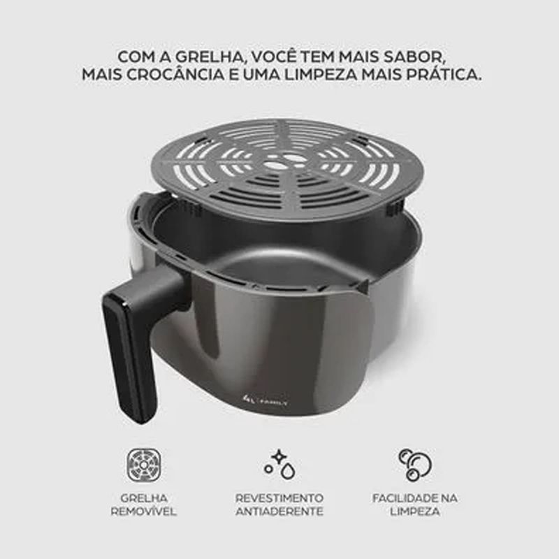 fritadeira elétrica air fryer wap family 4l 127v cinza (mp)