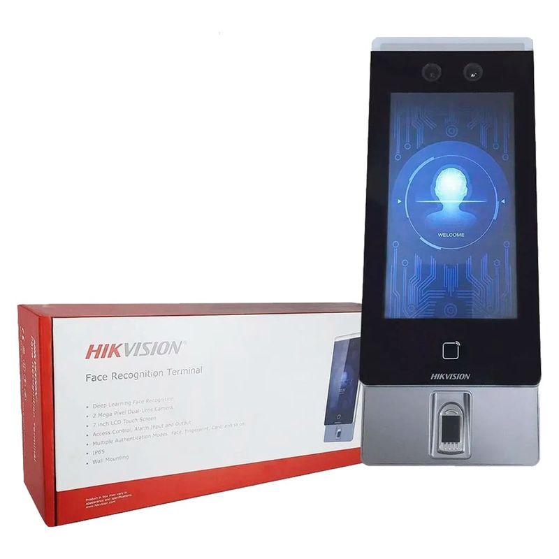 terminal de acesso hikvision reconhecimento facial e cartão lcd 7 (mp)