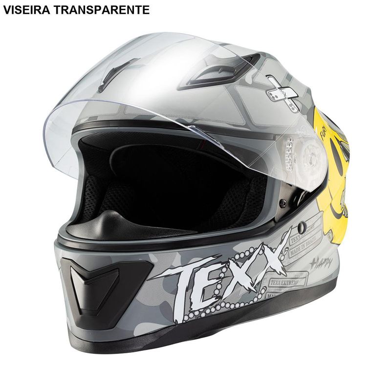 capacete texx fechado hawk fury cinza 58 (mp)