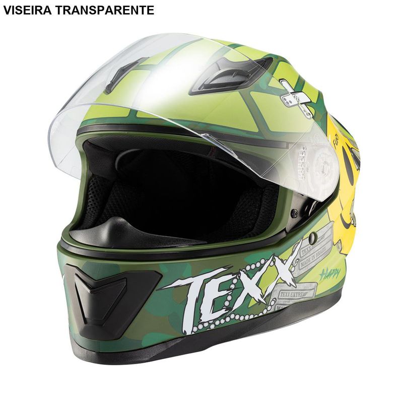 Capacete Texx Hawk Fury Verde Fechado Tamanho 58