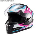 capacete texx fechado hawk ride azul rosa 60 (mp)