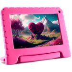 tablet multilaser kid pad 64gb rosa tela 7" câmera 2mp 4gb ram nb411
