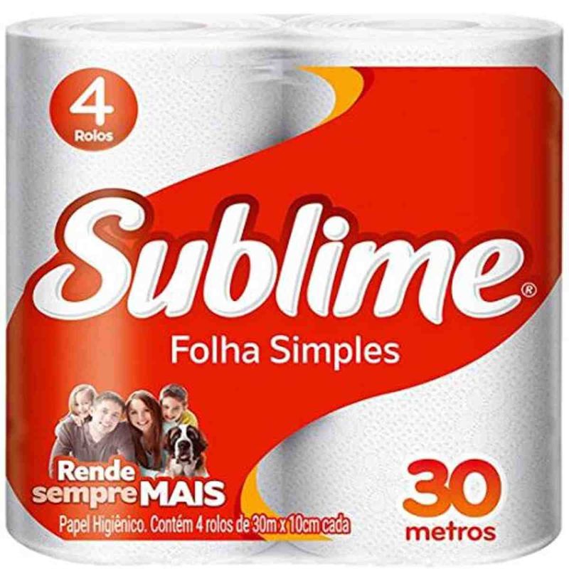 papel higiênico sublime elite folha simples 4 rolos de 30m x 10cm