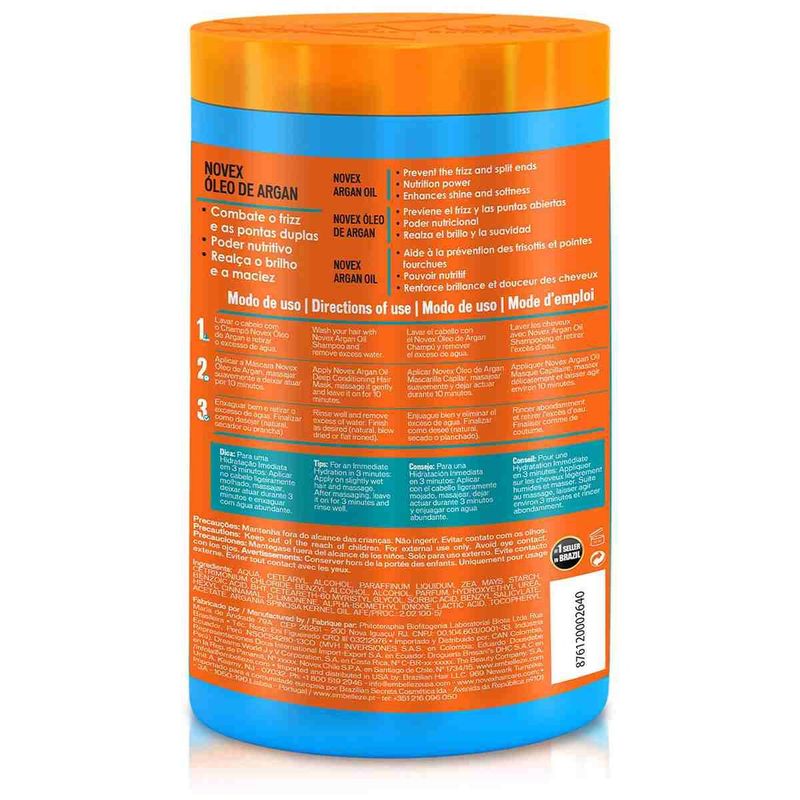 creme de tratamento ultraprofundo novex óleo de argan 1kg
