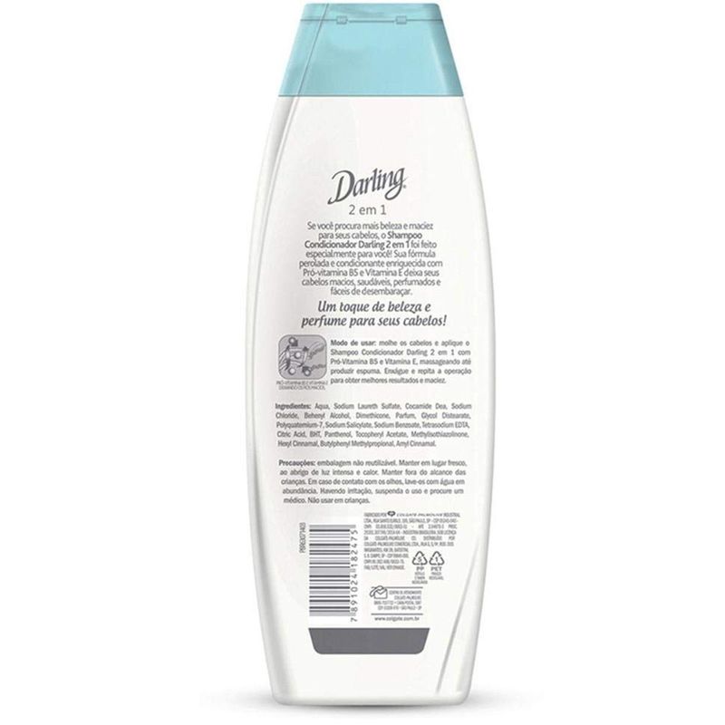 shampoo darling 2 em 1 todos os tipo de cabelo 350ml