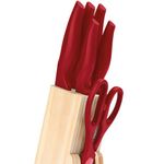 jogo de facas brinox 7 peças com cepo cross vermelho 2556/171