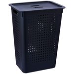 cesto martiplast com tampa para roupas 47l preto - co570ptf