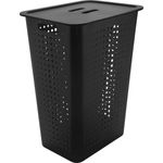 cesto martiplast com tampa para roupas 47l preto - co570ptf