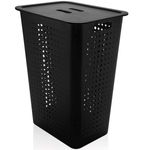 cesto martiplast com tampa para roupas 47l preto - co570ptf