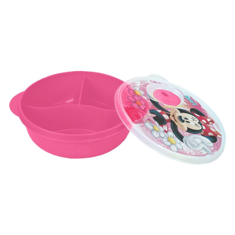 prato babygo minnie com divisões e tampa para microondas decorado 1297