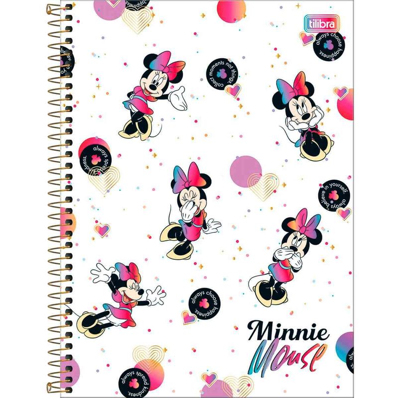 caderno tilibra minnie 16 matérias 256 folhas sortido 351342
