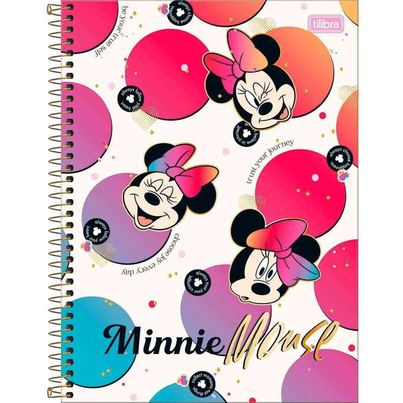 caderno tilibra minnie 16 matérias 256 folhas sortido 351342