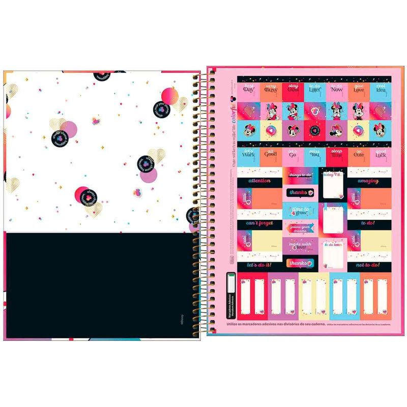caderno tilibra minnie 16 matérias 256 folhas sortido 351342
